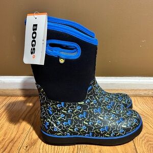 BOGS Classic II Waterproof Pull-On Boots | Black Blue Lime Cats & Dogs EU 37 NWT